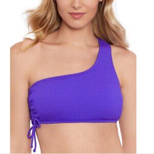 Salt + Cove Juniors' Solid 1-Shoulder Swim Top with Tie Purple M